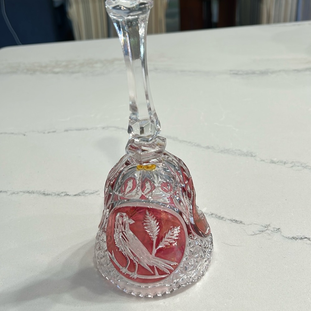 Hofbauer Red Byrd  Crystal Bell. 8 inches. Germany.